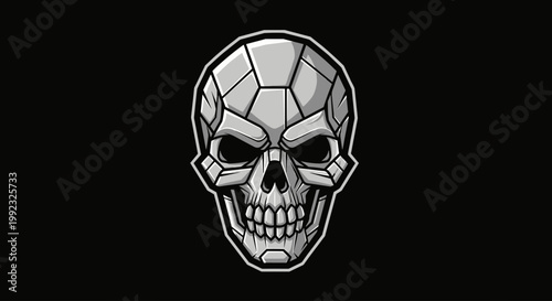 Metal Skull Head Illustration Closeup.