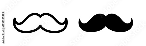 Black Mustache Icon Set Isolated on White Background