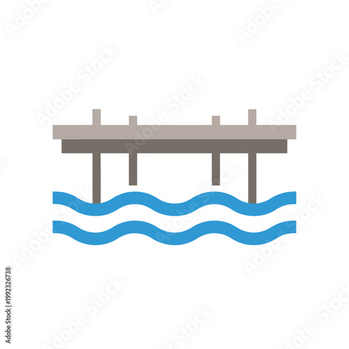 A simple illustration of a pier over water.