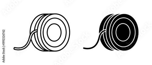 Dental Floss Spool Outline and Glyph Vector Icons