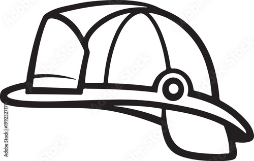 European Firefighter Helmet Line Drawing Vector Illustration for Fire Safety Rescue and Emergency Service Theme