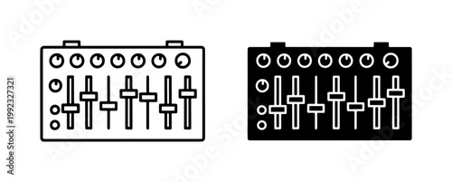 Audio Mixer Console Line and Glyph Icon Set