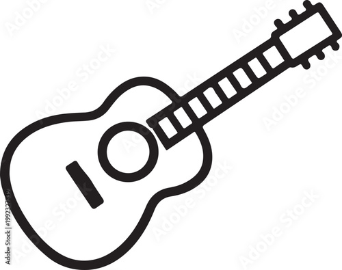 Guitar Line Icon Vector Illustration for Music Instrument Acoustic Performance and Entertainment Design