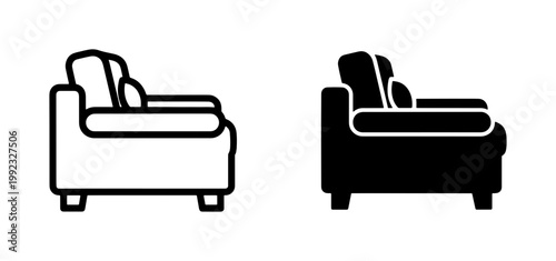 Modern Armchair Icon Set for Interior Design