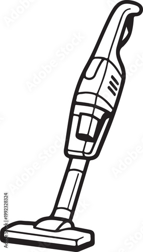 Vacuum Cleaner and Broom Line Icon Vector for Cleaning Service Household Equipment and Hygiene Concept