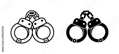 Metal Handcuffs Icon Set for Law Enforcement and Justice