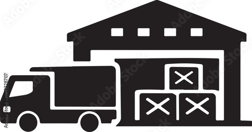 Warehouse Icon Vector Illustration for Storage Logistics Distribution and Industrial Facility Design