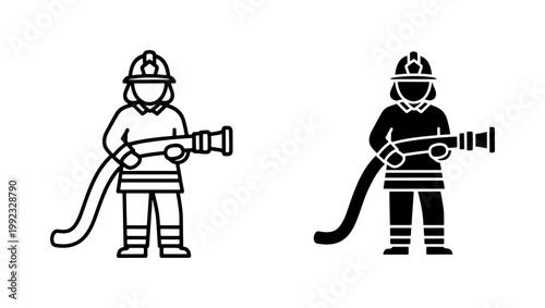 Firefighters with hoses