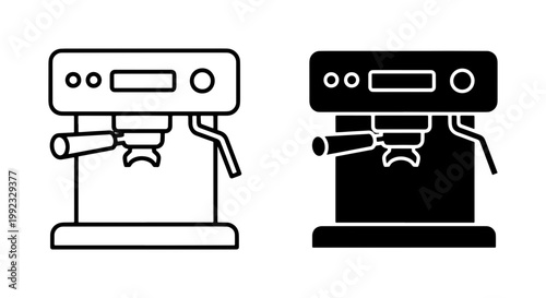Espresso coffee machine line and glyph icon set