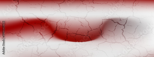 Cracked Red Blood Veins On White Marble Texture Pattern Vector Abstract Background. Microcrack Vein Structure And Fluid Flow Graphic Element. Biological Network. Creative Backdrop.