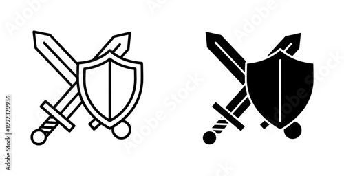 Crossed Swords and Shield Medieval Icon Set