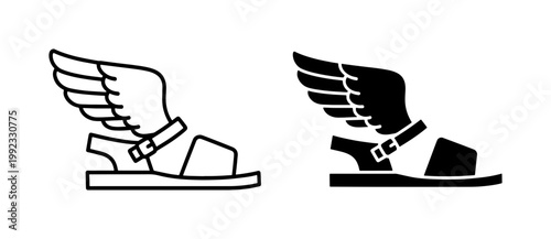 Hermes Winged Sandal Greek Mythology Icon Set