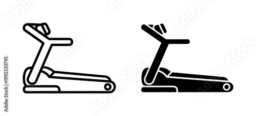 Treadmill icon set for gym and fitness workout apps