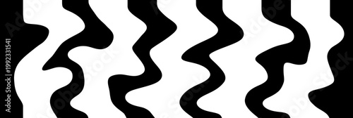 Obraz na plátně Psychedelic op art pattern with wavy black and white distorted stripes