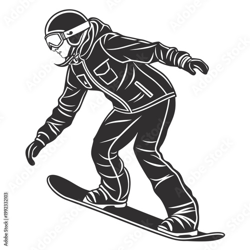 Vector illustration of a snowboarder woman performing a trick with snowboarder snowboarding adventure