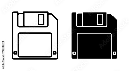 Floppy Disk Save Icon Set in Outline and Glyph Style