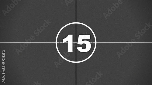 Vintage film countdown timer from 20 to 1 black and white retro