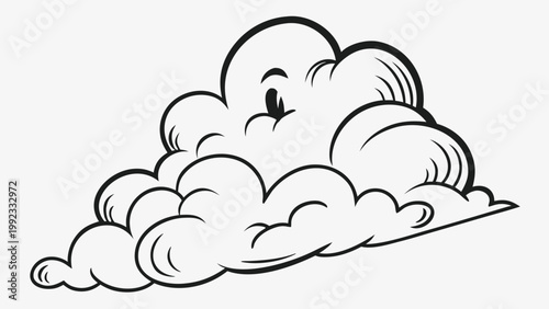 Vector illustration of a stylized fluffy cloud with illustration atmospheric meteorology isolated