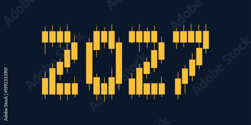 2027 Financial Data Typography – Yellow Candlestick‑Inspired Number Design for Trading, Investment, Forecasting and Economic Graphic Projects