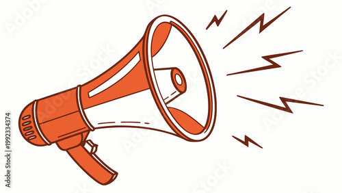 Vector illustration of loud orange megaphone speaker with megaphone announcement marketing promotion