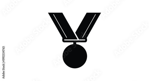 A striking black silhouette of a medal with a ribbon representing achievement and honor is prominently displayed as a silhouette