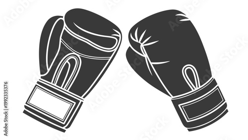 Vector illustration of professional boxing gloves facing each other with training fighting equipment
