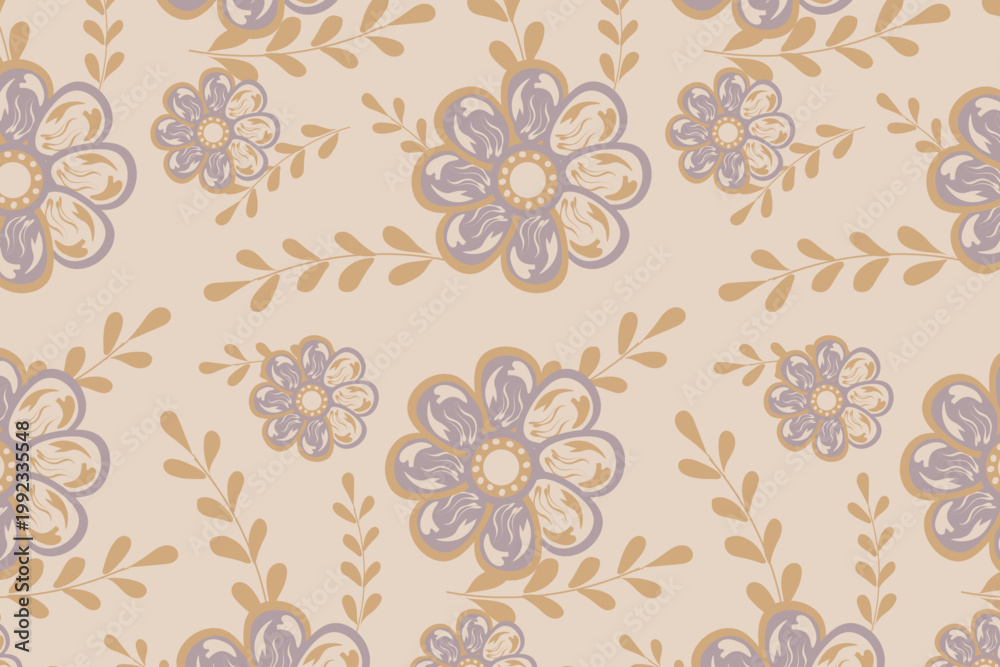 Fototapeta premium Florals fused with soft geometric shapes modern abstract luxury Seamless Pattern Wallpapers textiles fashion prints digital backgrounds