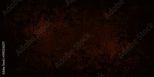 Dark reddish brown grunge texture background with cracked earth patterns and black vignette frame for spooky designs