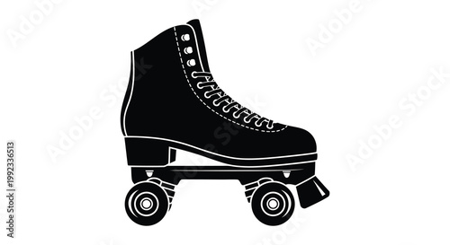 A striking black silhouette showcases a vintage quad roller skate highlighting its classic design and style silhouette high quality