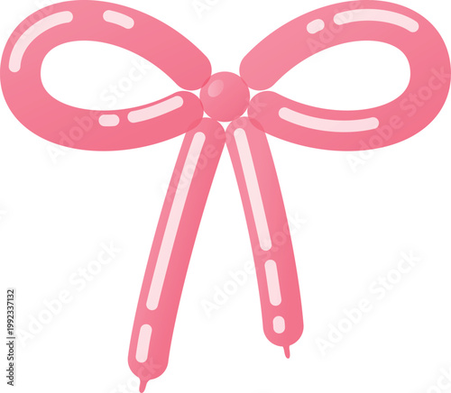 Pink bow-shaped balloon on an isolated background. Festive decoration.