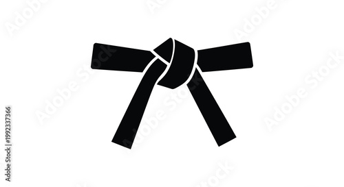 A striking black silhouette displays a neatly tied martial arts belt symbolizing skill and discipline silhouette high quality professional