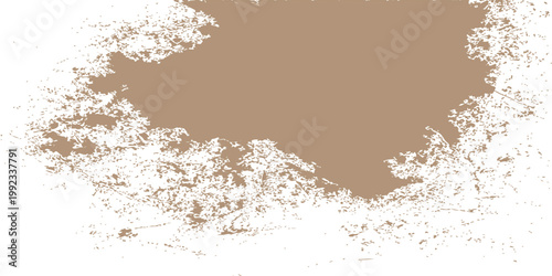 Abstract white grunge brush stroke on brown textured background with distressed edges and vintage paper effect style