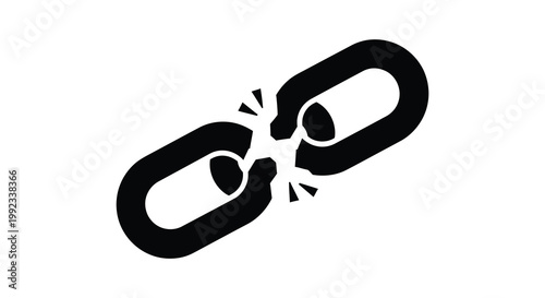 A stark black silhouette depicts a broken chain symbolizing disruption and freedom with a dramatic visual impact silhouette high quality professional
