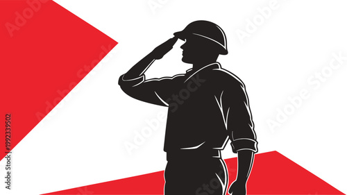 Vector illustration of a soldier saluting with military patriotic silhouette national commemoration