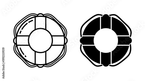 Foto black and white line art life preserver icons on a white background