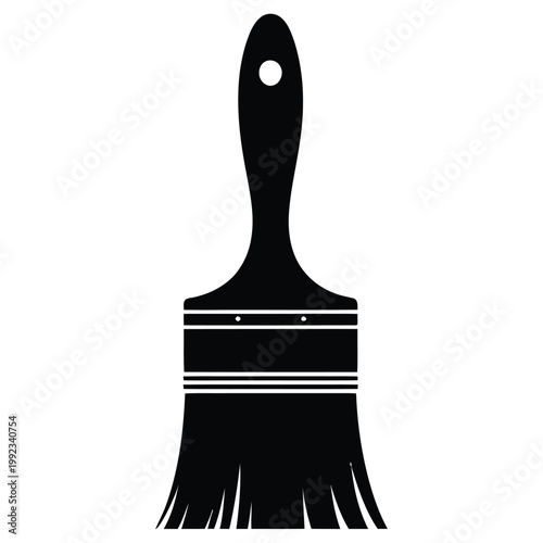 A striking black silhouette of a paintbrush with a circular opening at the top silhouette