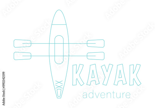 Kayak. Outdoor adventure kayaking. Vintage rafting. Canoeing and kayaking sport activity icon, emblems and insignia