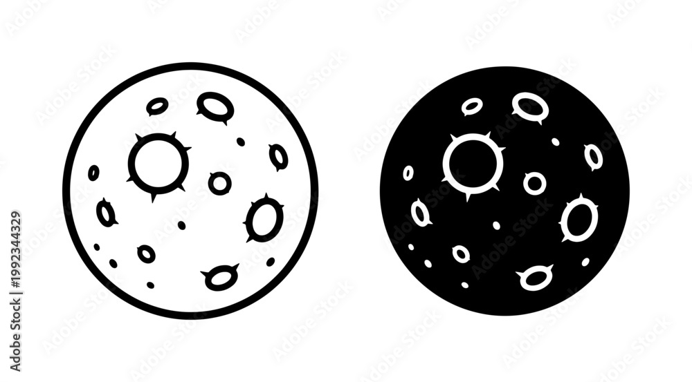 Obraz premium Minimalist black and white circle pattern set vector icons on a white background