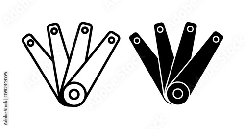 black and white minimalist vector icons of a folding fan isolated on white background