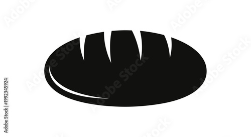 A graphic illustration of a black bread loaf on a white background