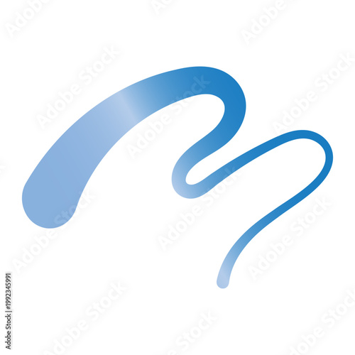 Abstract wavy blue line with gradient effect on white background