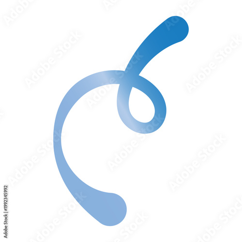 Abstract Blue Gradient Swirl and Squiggle Isolated on White Background