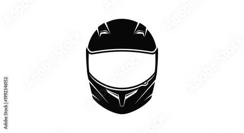 A stark black silhouette of a full face motorcycle helmet dominates the frame showcasing its aerodynamic design silhouette high quality professional detailed