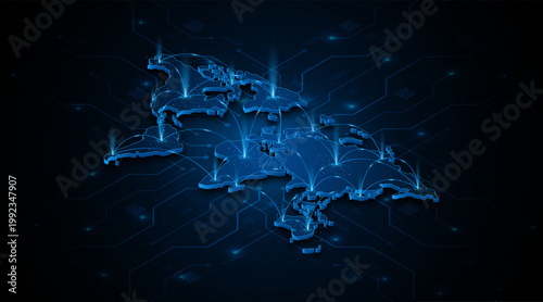 Global connection network background. World map. Internet technology concept or global communication.