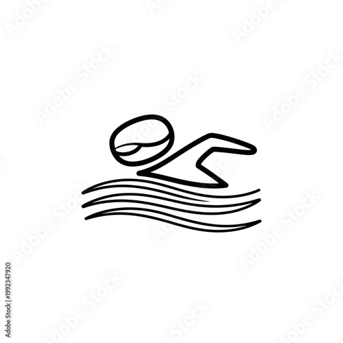 Swimmer in motion with swimming cap.