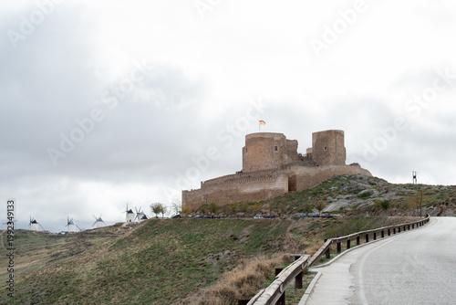 Picturesque stone castle at Consuegra, Toledo, Spain