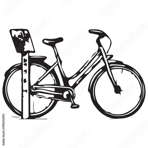 Bike Sharing Station Bicycle Modern Transport Icon for Urban Mobility, Smart City and Eco Travel