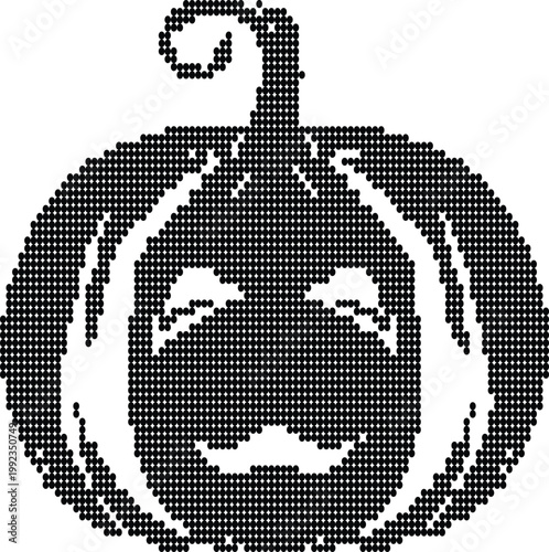 Happy pumpkin face in pixel art style for halloween celebration.
