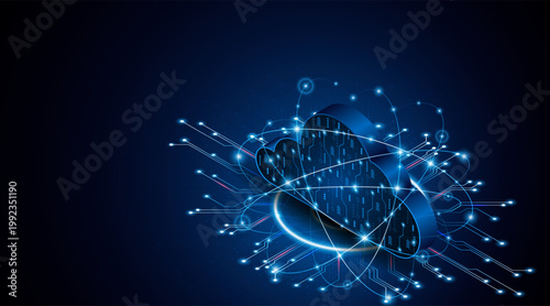 Abstract cloud technology circuit board. Large data center concept. modern cloud storage technology innovation concept background
