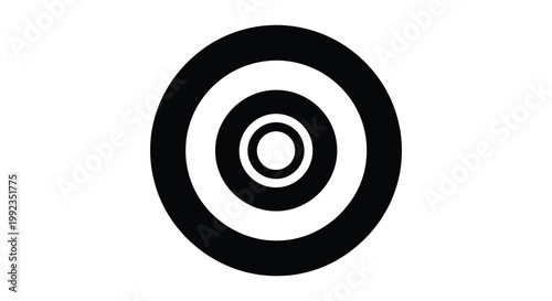 A series of concentric circles create a target like design with varying widths presented as a bold silhouette